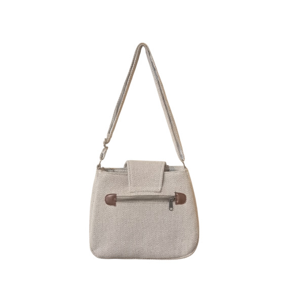 Beige Eco-Friendly Cotton and AF Leather Bag: Stylish and Durable from Nepal - Image 3