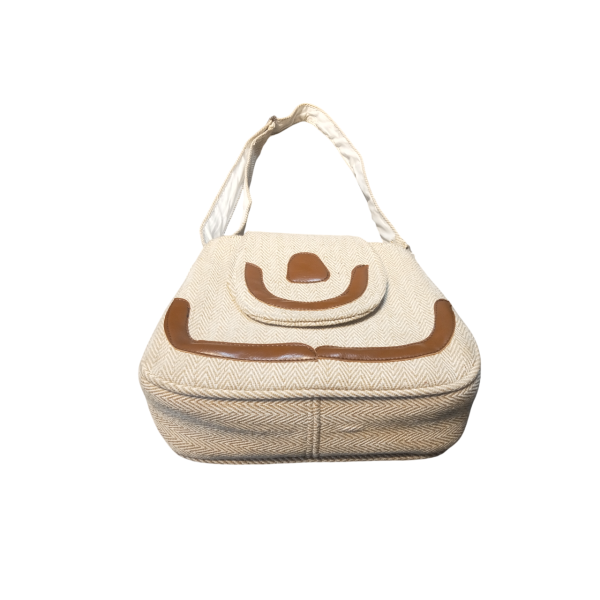 Beige Eco-Friendly Cotton and AF Leather Bag: Stylish and Durable from Nepal - Image 4