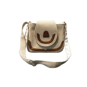 Beige Eco-Friendly Cotton and AF Leather Bag: Stylish and Durable from Nepal