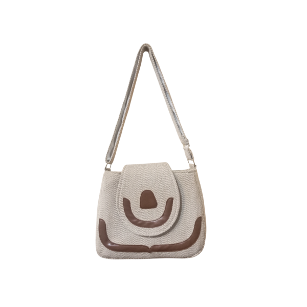 Beige Eco-Friendly Cotton and AF Leather Bag: Stylish and Durable from Nepal - Image 5