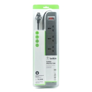 Belkin 6-Socket Surge Protector Universal Socket with 6.5Ft (2-Meter) Heavy Duty Cable Overload Protection, Extension Cord Comes with 5 Years Manufacturer Warranty