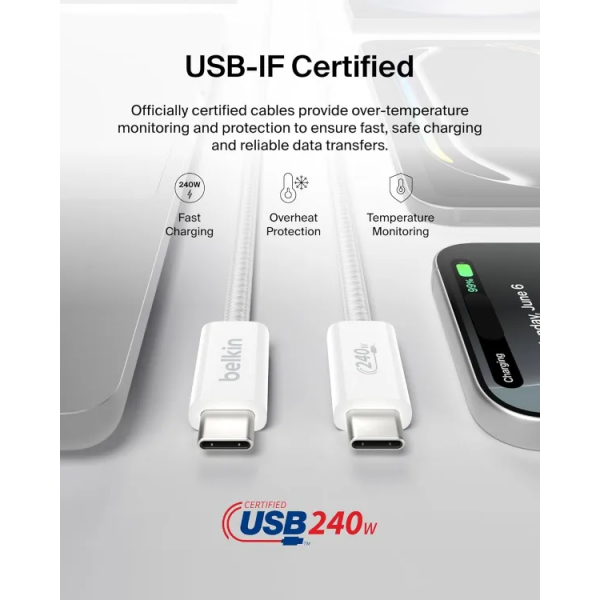Belkin Braided USB-C to USB-C Cable – Pack of 2 | 240W | PD Compatible - Image 4