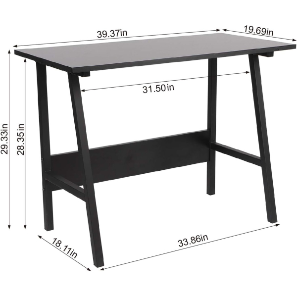 Trapezoidal Shape Computer Table for Bedroom (Black)