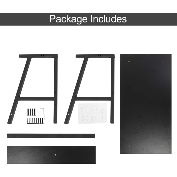 BELVIN Table Desk for Office and Home, Small and Simple PC Laptop Workstation, Trapezoidal Shape Computer Table for Bedroom (Black) - Image 5