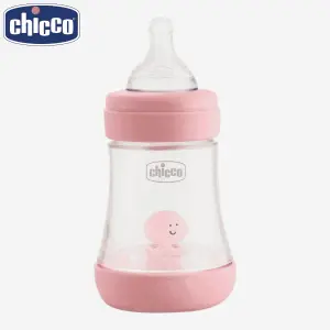 Chicco Perfect 5 150ml Biofunctional Feeding Bottle, Advanced Anti-Colic System, BPA Free, Hygienic Silicone Teat (Pink)
