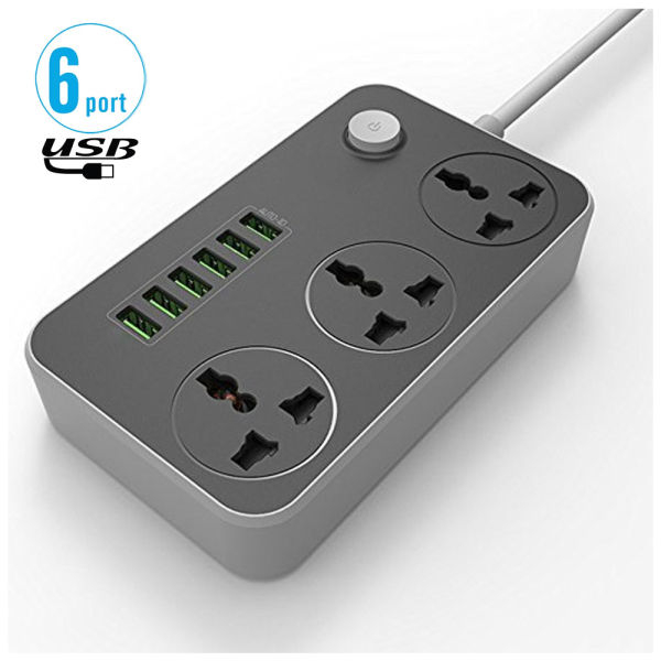 LUCKY HAWK LH-T21 5V 3.4A 3 International Anti Static Power Socket 6 USB Port - Image 2
