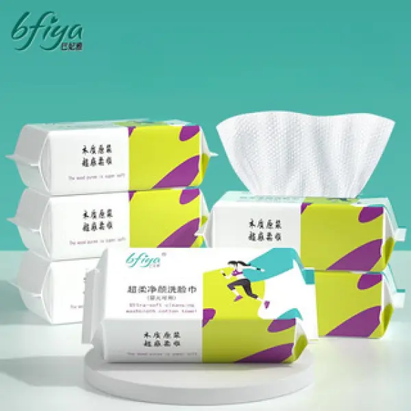 BFIYA Ultrasoft Skincare Washing Thickened Face Wipe Makeup Remover Towel Dry and Wet Dual Use Disposable Face Washcloth 30 Sheets - Image 2
