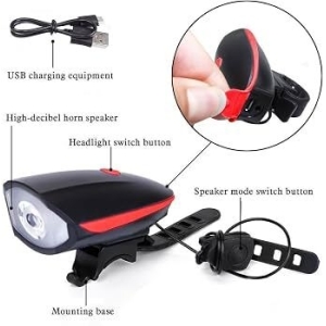 Bicycle Rechargeable Light And Horn 140 DB with Super Bright 250 Lumen Light 3 Modes