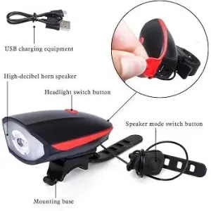 Bicycle Rechargeable Light And Horn 140 DB with Super Bright 250 Lumen Light 3 Modes