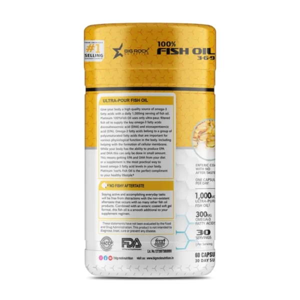 Big Rock Nutrition 100% Fish Oil Omega 3 (100 Capsule) - Image 2