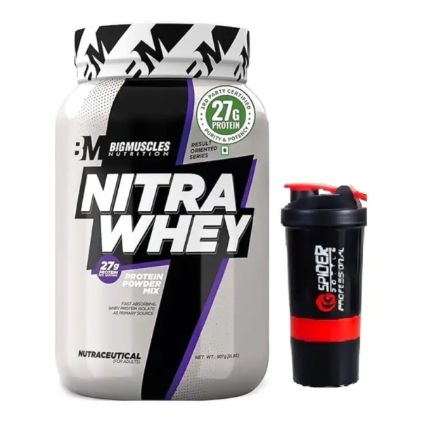 Bigmuscles Nitra Whey Protein Creatine Eaa Venila Flavour