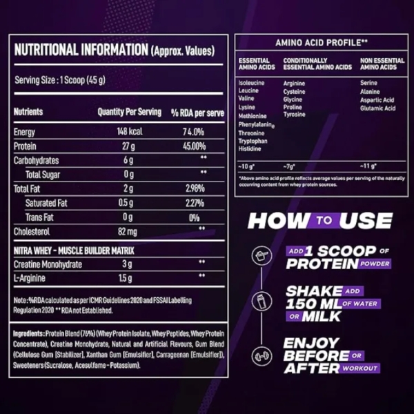 Bigmuscles Nitra Whey Protein Creatine Eaa Venila Flavour - Image 3