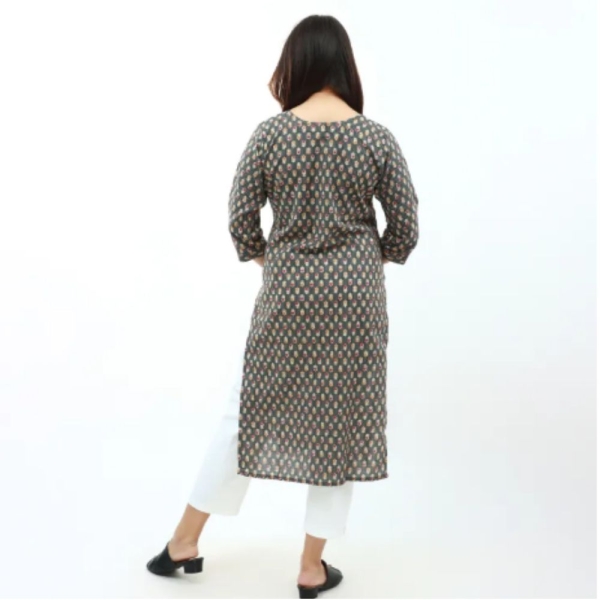 Bisesh Creation Grey Ethnic Printed Kurti Tops For Women - Image 2