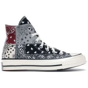 Black Ankle Cut Printed Bandana Synthetic Round Toe Lace-up Casual Sneakers For Men And Women