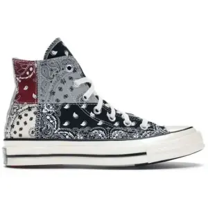 Black Ankle Cut Printed Bandana Synthetic Round Toe Lace-up Casual Sneakers For Men And Women