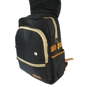 Black Casual Flap Backpack (Unisex)