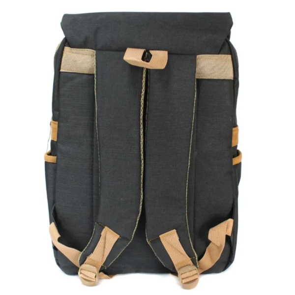 Black Casual Flap Backpack (Unisex) - Image 2