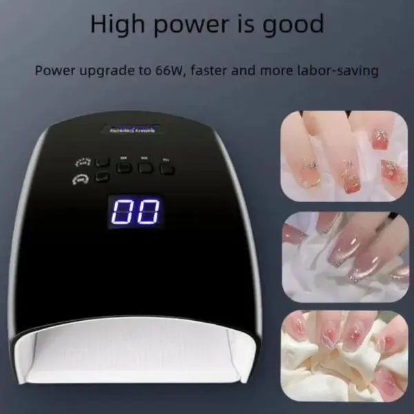 Black Cordless Rechargeable UV LED Nail Lamp - Image 2