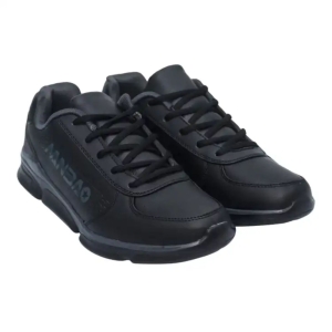 Black Nanbao Synthetic Round Toe Lace-up Closure Medium Width Casual Sneakers For Men