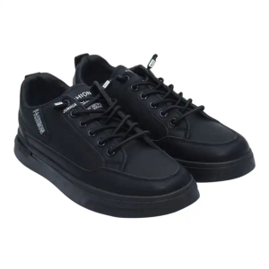 Black Synthetic Round Toe Lace-Up Closure Medium Width Casual Sneakers For Men (BN16)