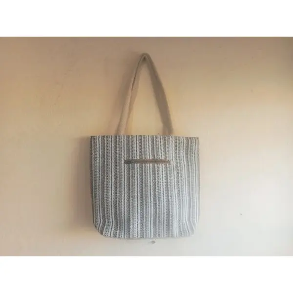 Black & White Handcrafted Cotton Shoulder Bag - Image 3