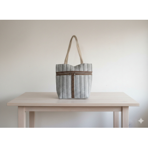 Black & White Handcrafted Cotton Shoulder Bag