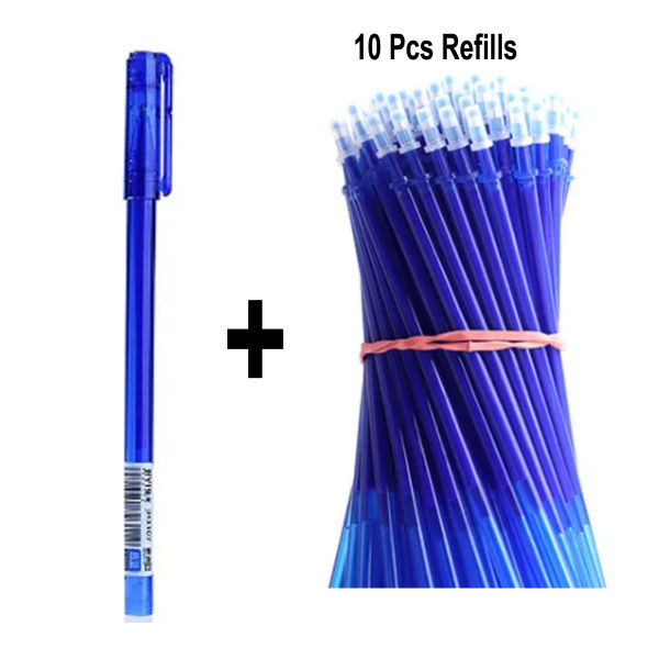 Blue Erasable Pen For Student For Exam With 10 Refills Extra - Image 3