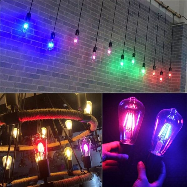 Blue Green Red Color ST64 4W Led Filament Light COB Edison Retro Bulbs Halloween Room Decor Ampoule Lampara 220V Led - Image 3