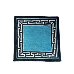 Blue Hand-Knotted Nepali Galaicha 61x63 cm - Traditional Wool Carpet for Home, Office & Yoga Mat