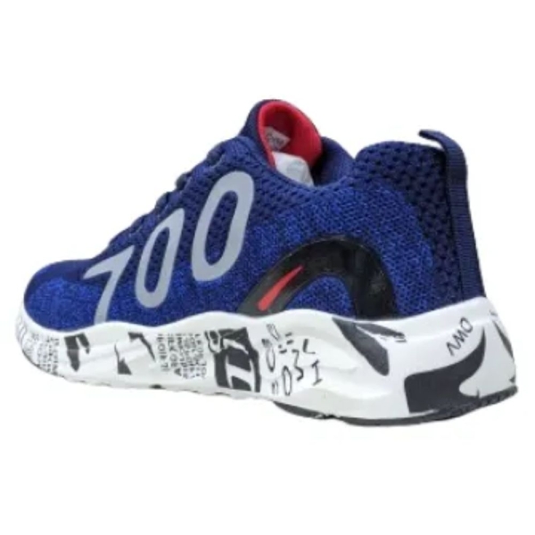 Blue Thick Sole Story Synthetic Round Toe Lace-Up Closure Medium Width Casual Sneakers For Men - Image 3