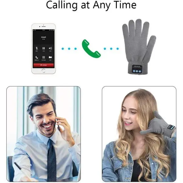 Bluetooth Gloves, Wireless Bluetooth Gloves, Winter Gloves Touch Screen With Built-In Stereo Speakers, Removable Headphones