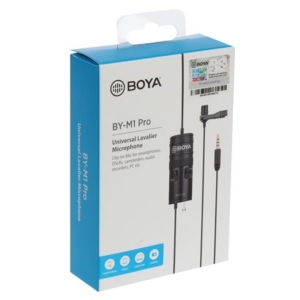 Boya by M1 Pro Lapel Microphone, Clip on Lavalier Mic for IPhone Adroid Smartphones, DSLR Camera Camcorders, Audio Recorders, PC Laptop Recording