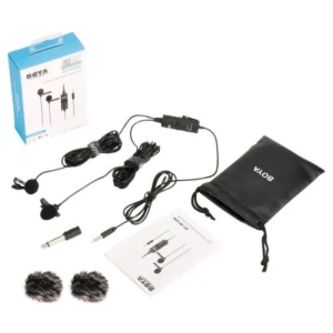 Boya By-m1dm 6M Cable Dual-head Lavalier Lapel Clip-on Microphone For Dslr Canon Nikon Iphone Camcorders Recording Vs By-m1