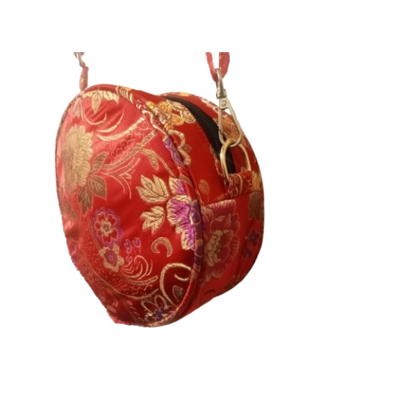 Brocade Round Crossbody Bag - Compact 18cm Side Bag with 110cm Strap - Image 5