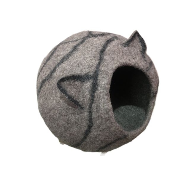 Brown Color Handmade Eco Friendly Felt Cat House - Image 3