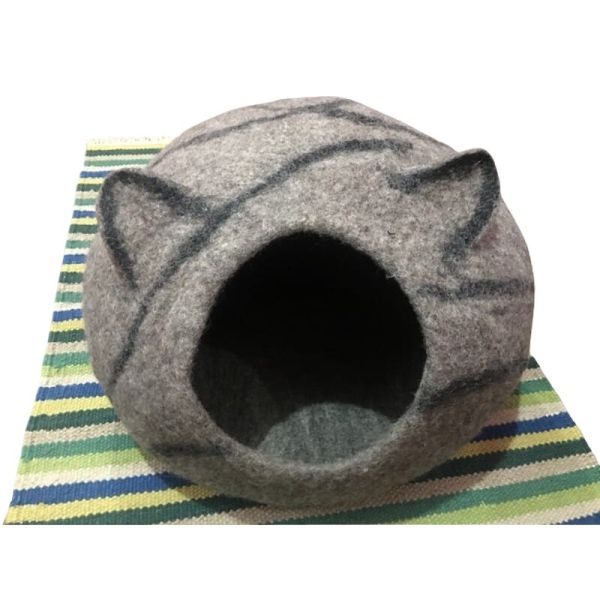 Brown Color Handmade Eco Friendly Felt Cat House - Image 5