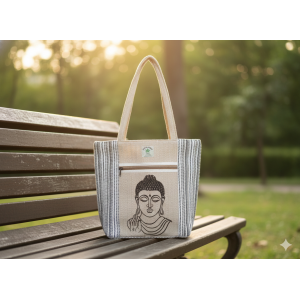 Buddha Print Cotton Shoulder Bag for Women