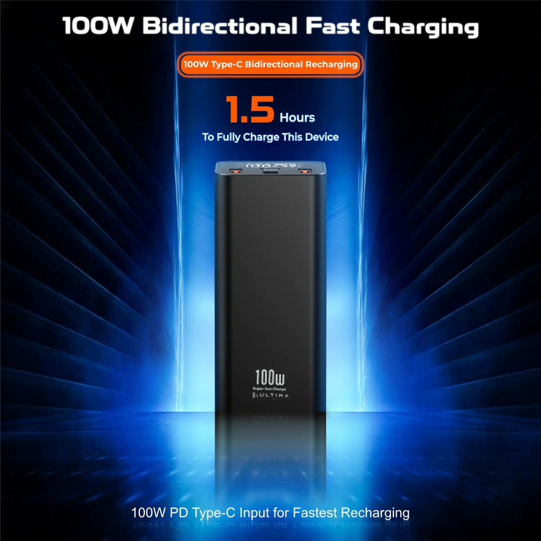 Ultima Boost 20K Ultra Max 20,000mAh 100W Super Fast Type-C PD Charging Powerbank - Image 4
