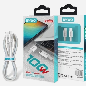 Bwoo X199 USB C Cable to USB C Fast Charging 1-meter Data Cable Type C to Type C Cable Compatible with All 100W PD USB C to USB C Data Cable