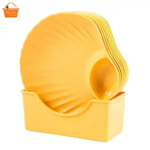 KOJA Shell Shape Spit Bone Plastic Plate Set
