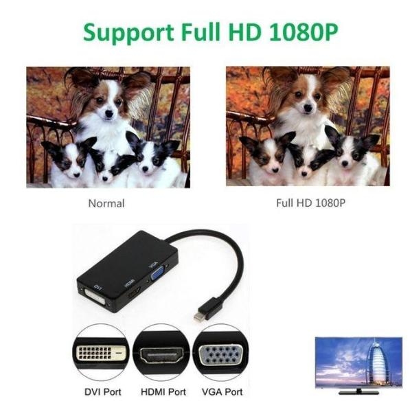 3 In 1 Mini Display Port To Hdmi/Dvi/Vga Cable Adapter - Image 3