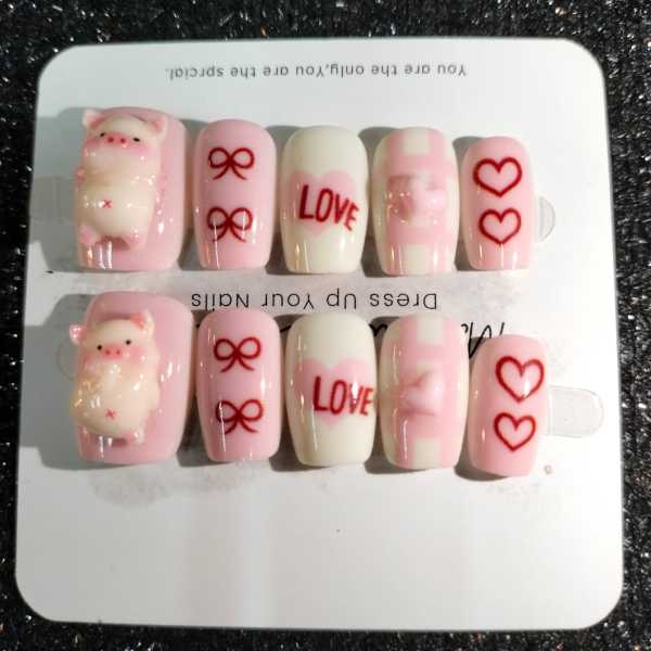 Press On Nails Square Coffin Shape with 10 pcs (small/extra small/long/short/medium) - Image 4