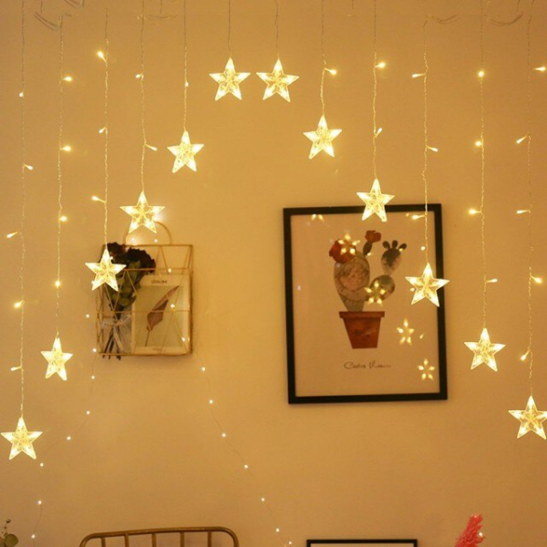 10ft Starry Night LED Curtain String Lights with 8 Modes, Warm White, Festive Home Decor - Image 4