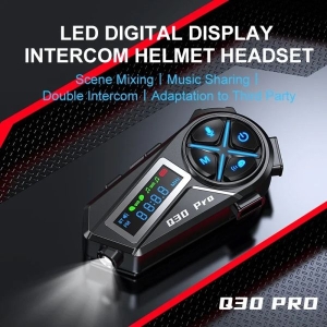 Q30 PRO Motorcycles Helmet Intercom With FM Radio Music Sharing Moto Headphone With Flashlight Motorcycle Interphone For Riders