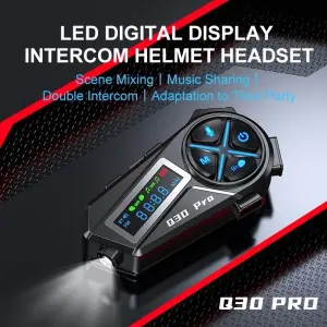 Q30 PRO Motorcycles Helmet Intercom With FM Radio Music Sharing Moto Headphone With Flashlight Motorcycle Interphone For Riders