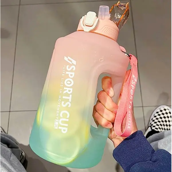 KOJA 1.5 Ltr Water Bottle with Straw Fitness Sports Gradient Plastic Cup Daily Tumbler with Motivational Time Marker LeakProof Water Bottle - Image 5