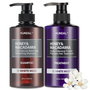 KUNDAL Natural Shampoo and Conditioner Set [White Musk] - Korean Hair Care, Long Lasting Fragrance, Moisturize, Nourish, Frizz Control, Argan & Macadamia Oil, Sulfate-Free 16.9fl oz (Pack of 2)  By Genuine Collection