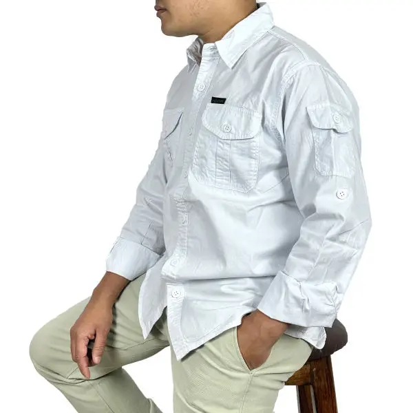 VIRJEANS (VJC827) Cargo Pocket Shirt For Men-White - Image 5