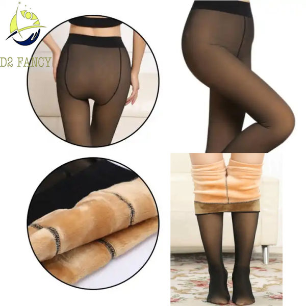 Warm Winter Fake Skin Transparent High Waist Stretchy Leggings Stockings For Women | Fashion Warm Stretchy Leggins For Women - Image 3