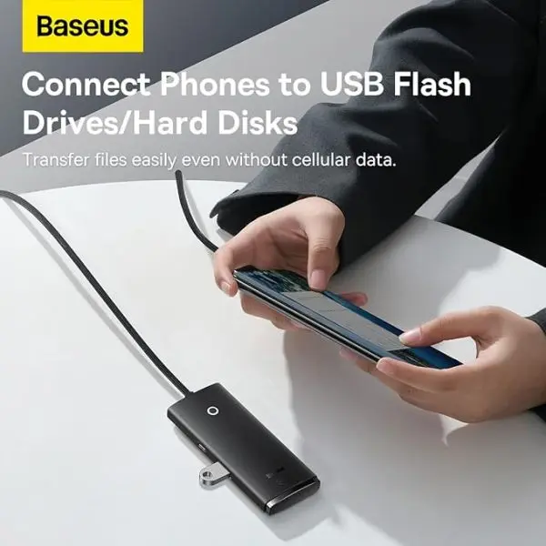 Baseus Hub Lite Series 4-Port USB-A HUB Adapter 4X USB 3.0 Black -WKQX030101 - Image 5